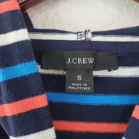 J. Crew Women's Wide Sleeve Navy Striped Mariner Cloth Hoodie Size S Preppy EUC - Picture 3 of 7